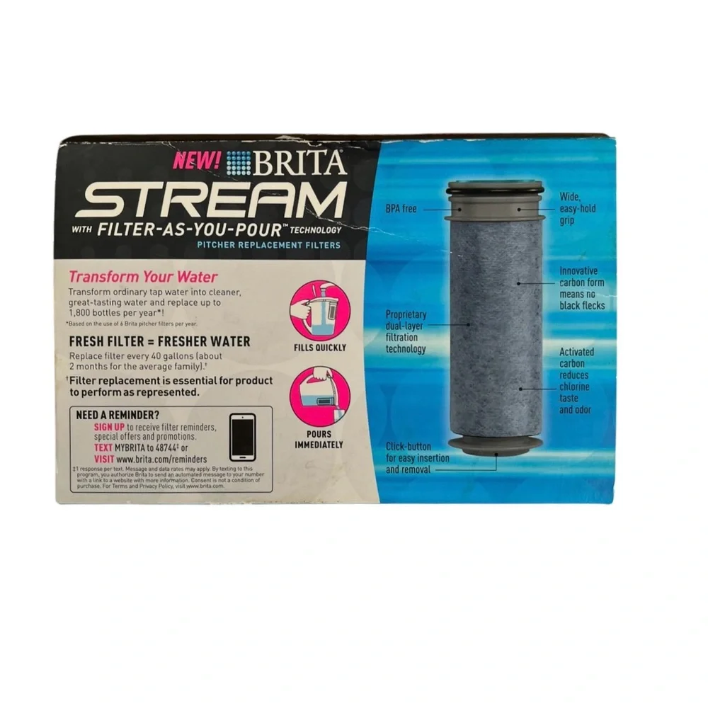 Brita Stream Pitcher Filter with Blue and Black Design replacement water filter